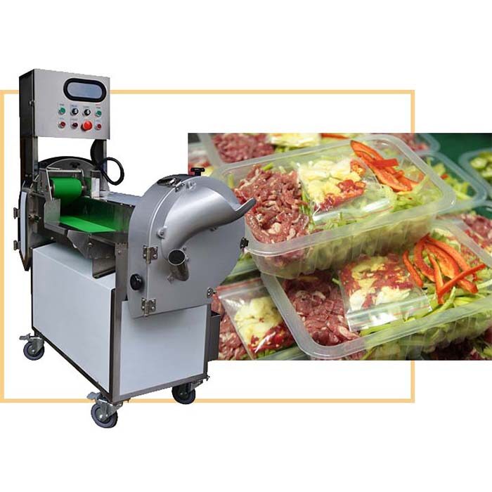 La máquina cortadora de vegetales se aplica en la industria de vegetales recién cortados.